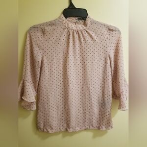 2/$25 Polka Dot Ruffle Sleeve Blouse - Pink